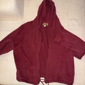 100% cotton Caribbean Joe Burgundy Hooded drawstring waist sweater